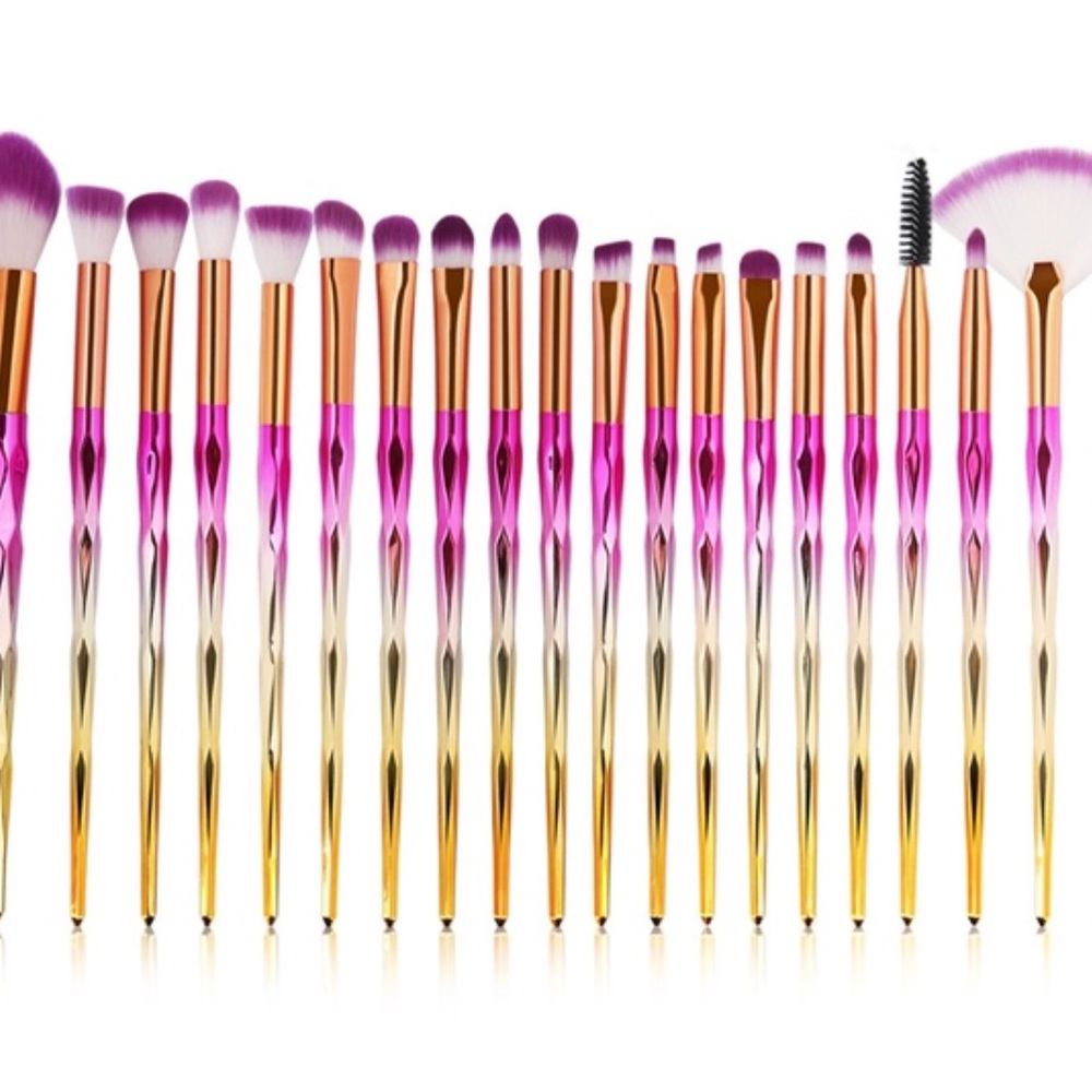 20-Pc Pink/Yellow Prof. Make-Up Brush Set - Picture 2 of 7